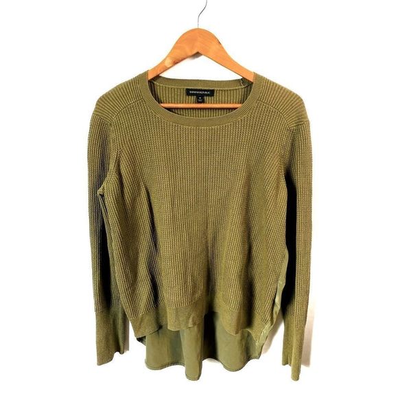 BANANA REPUBLIC Olive Waffle Knit Sweater - Picture 1 of 7